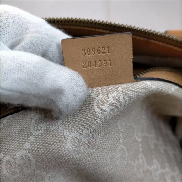 Auth Gucci Camel Brown Leather Web Sherry pqLine 2way Rania Boston Doctor Duffle - Picture 9 of 9